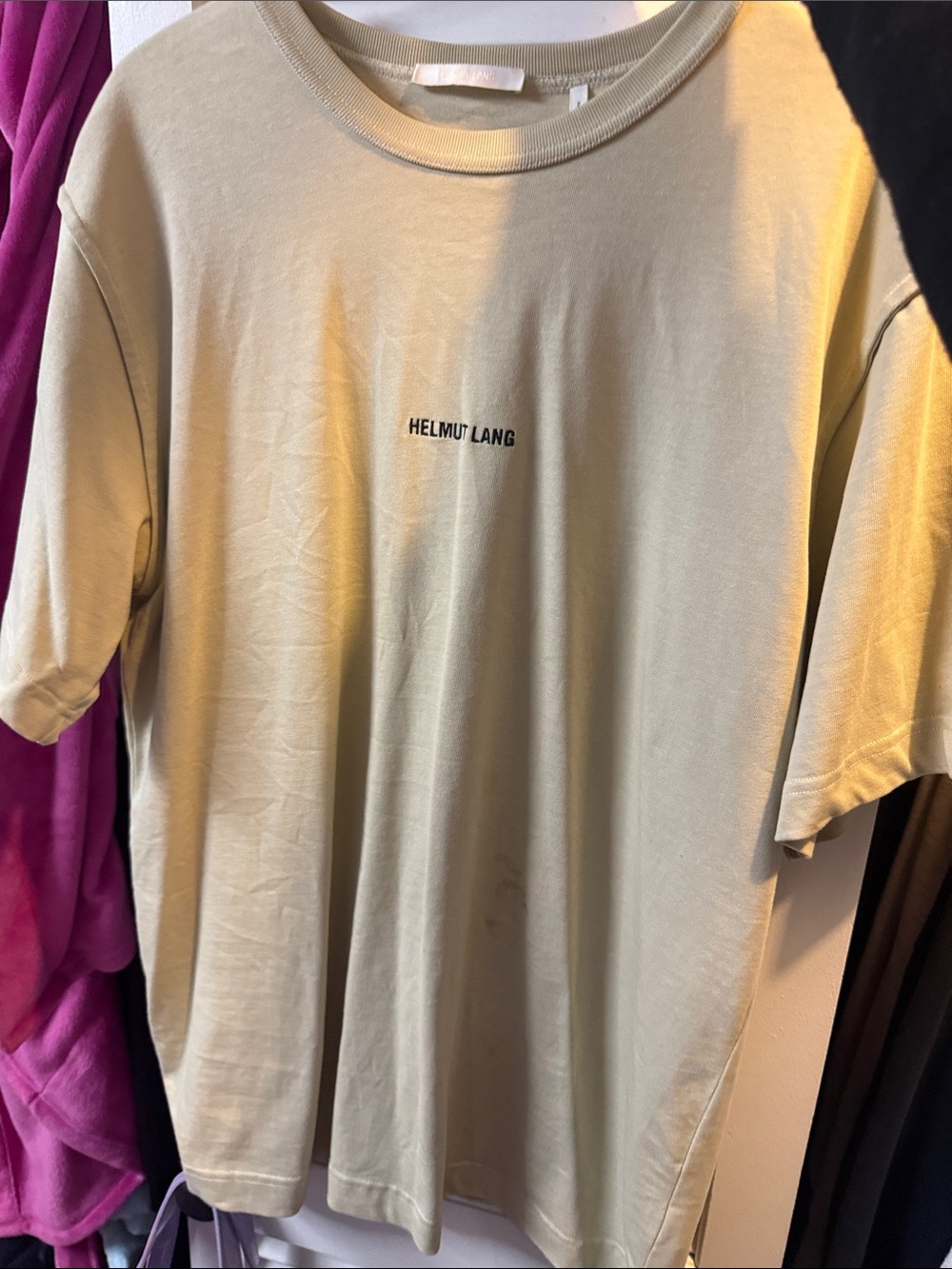 Helmut Lang Light Olive Minimal Logo Tee